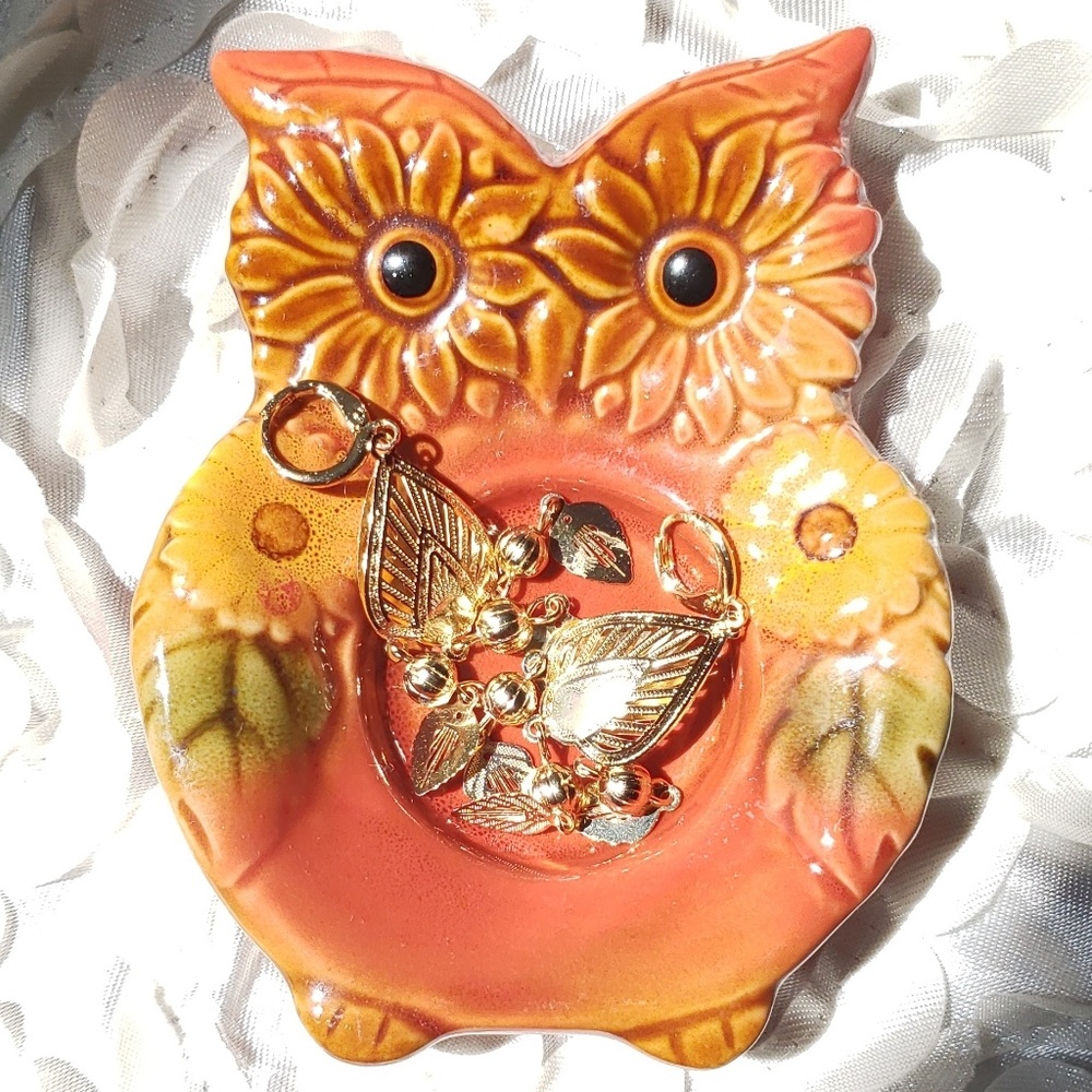 Sunflower Owl Trinket Tray Tea Candle Holder